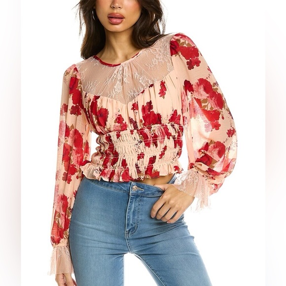 Free People Tops - Free People Daphne Blouse in a pink and red floral